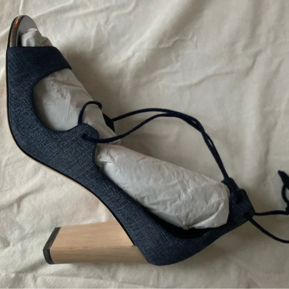 Jimmy Choo Navy Denim Heels - Picture 4 of 5